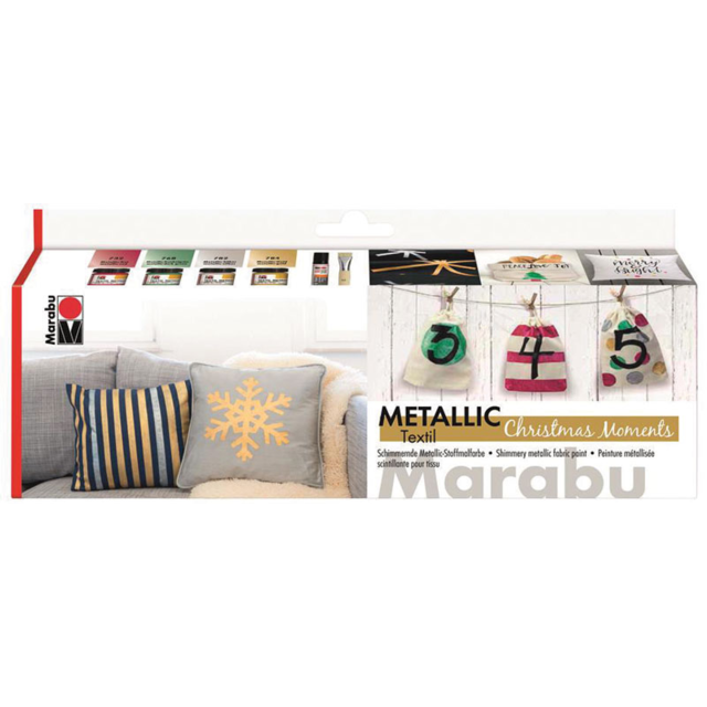 Marabu - Metallic Textile Kit - Christmas Moments