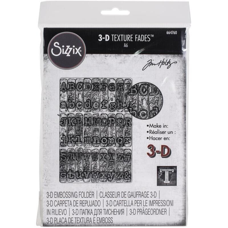 Sizzix - 3D Texture Fades by Tim Holtz - A6 Embossing Folder - TYPEWRITER
