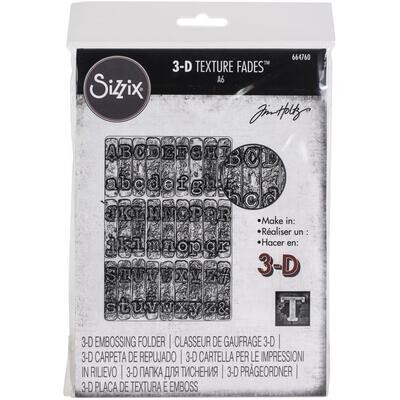 Sizzix - 3D Texture Fades by Tim Holtz - A6 Embossing Folder - TYPEWRITER