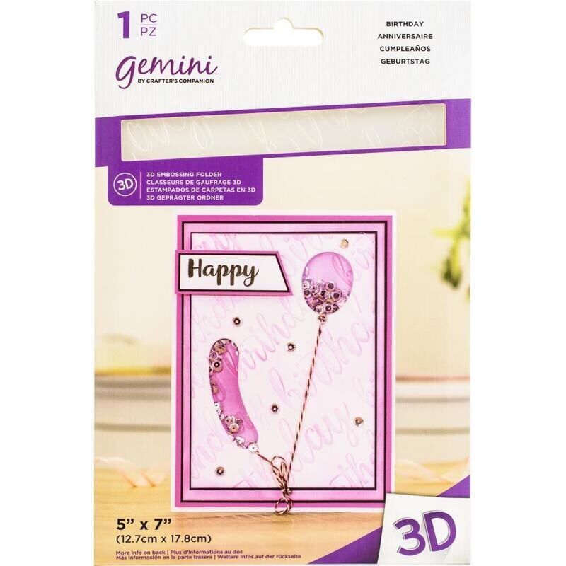 Crafter&#39;s Companion - 3D Embossing Folder - 5&quot;x7&quot; - Birthday