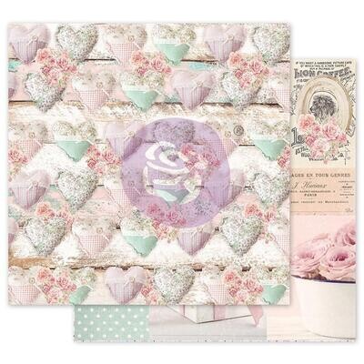 Prima Marketing - Double-Sided Paper sheet - Foiled - With Love - 12"x12" - Stitched Hearts