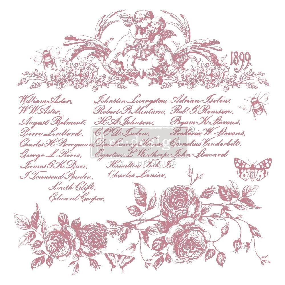 Prima Marketing - Re-Design Decor Stamps - 12"x12" - Floral Script