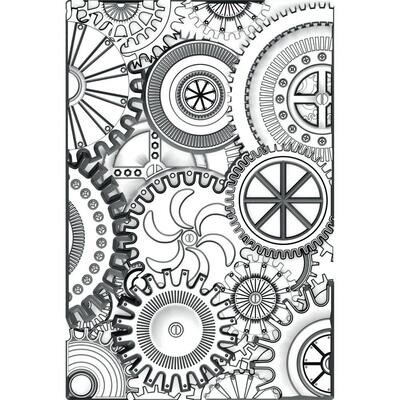 Sizzix - 3D Texture Fades by Tim Holtz Embossing Folder - Mini - MECHANICALS 