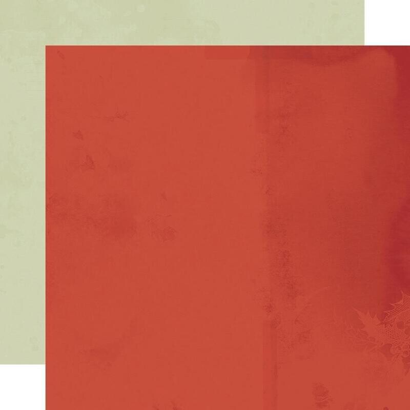 Simple  stories - Double-sided Paper sheet 12&quot;x12&quot; - Rustic Christmas - Cranberry / Sage