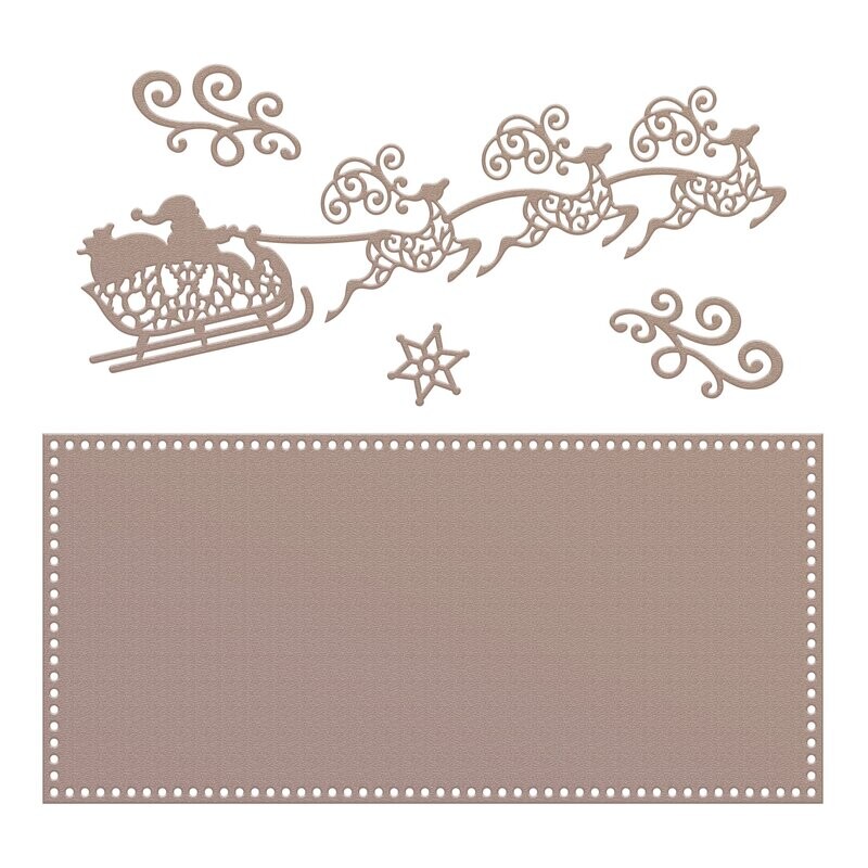 Couture Creations - Christmas Nesting Die Set - Santa&#39;s Sleigh DL Tall Card