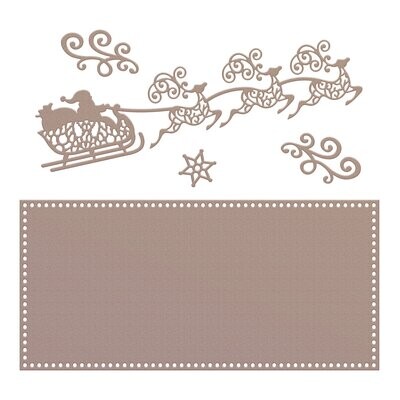 Couture Creations - Christmas Nesting Die Set - Santa&#39;s Sleigh DL Tall Card