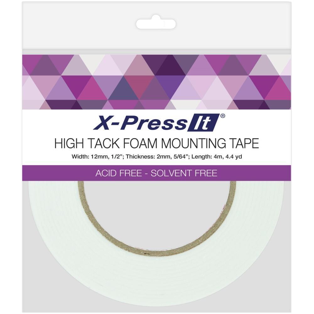 X-Press It  - 12mm High Tack Foam Mounting Tape - Length 4m - 2mm Thick