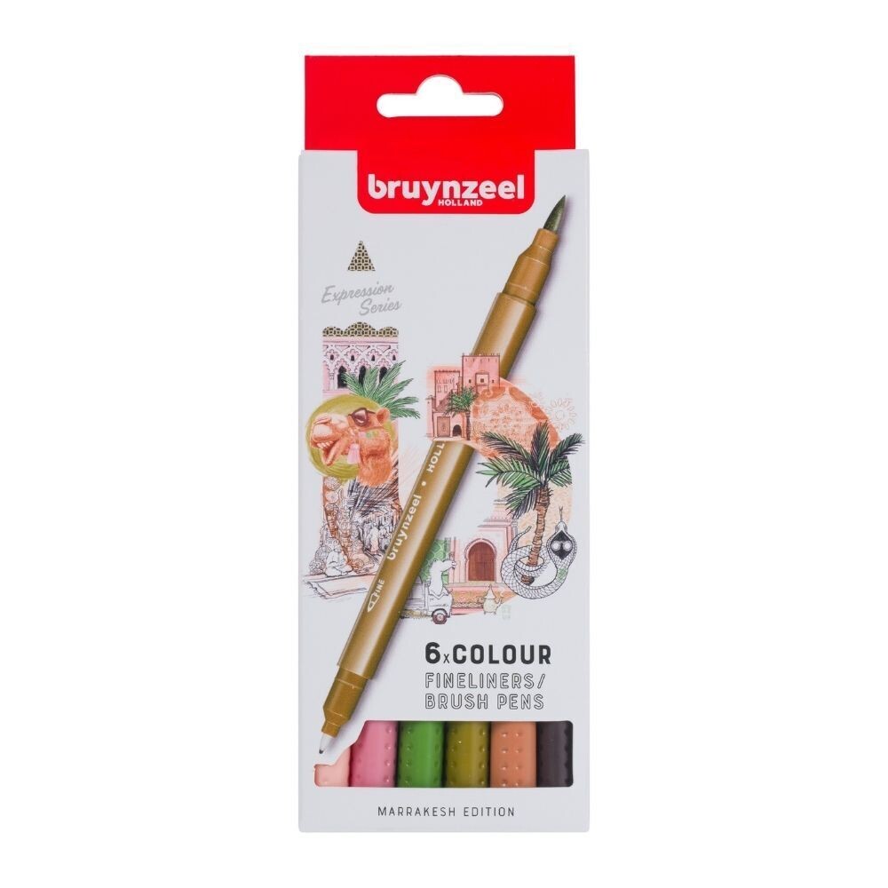 Bruynzeel Brush Pen - Fineliner Set - 6 colours - Marrakesh