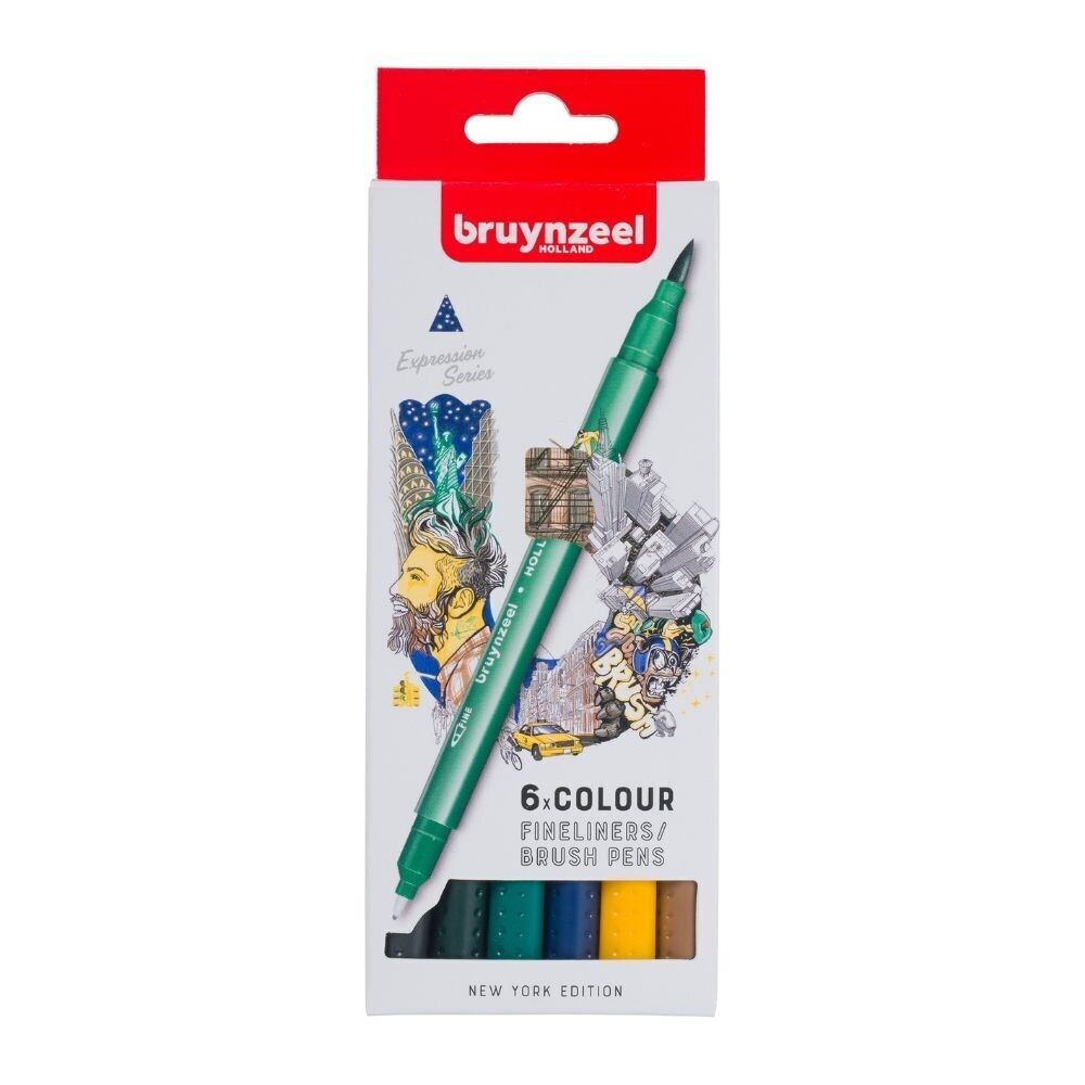 Bruynzeel Brush Pen - Fineliner Set - 6 colours - New York