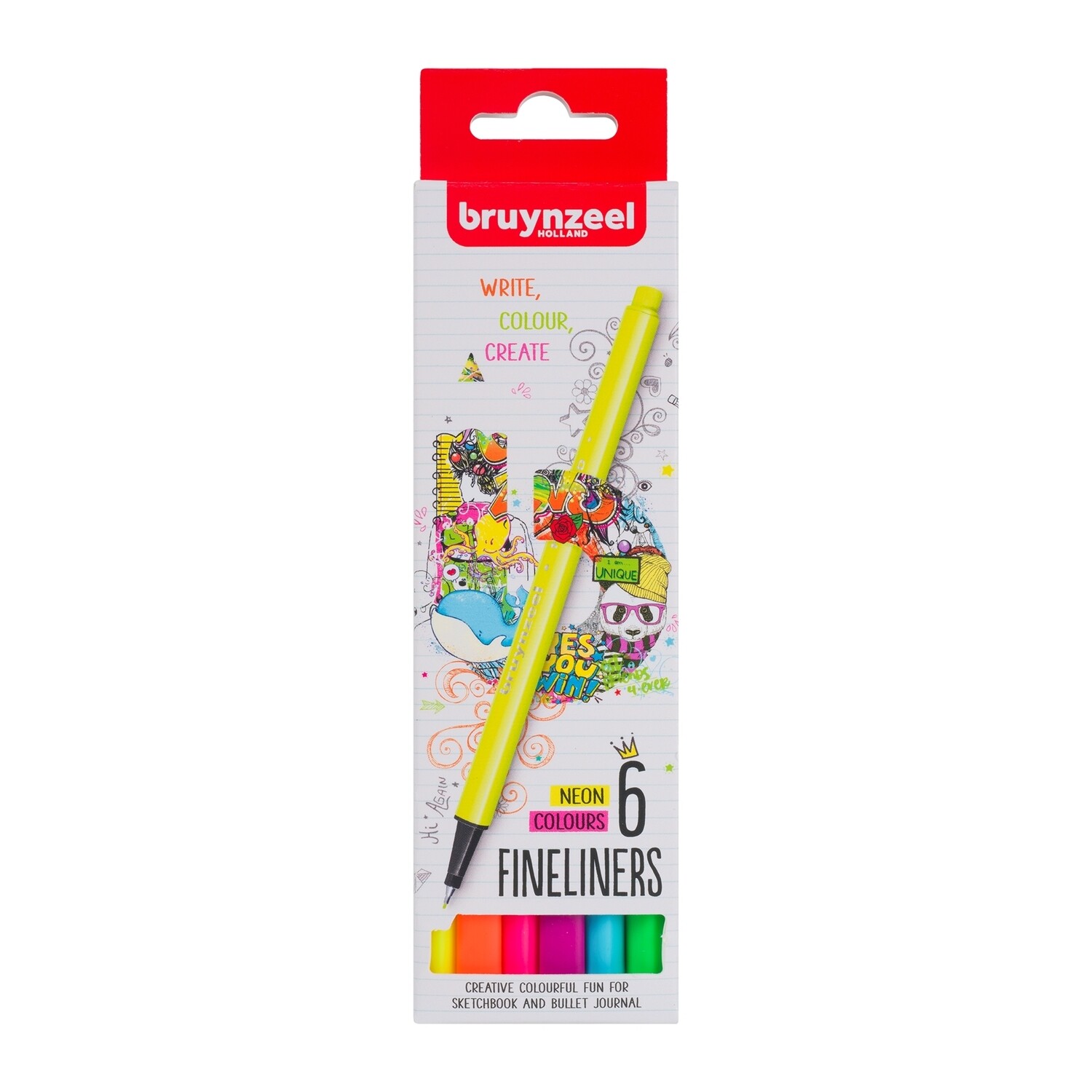 Bruynzeel - Fineliners - 6 Colours - Neon