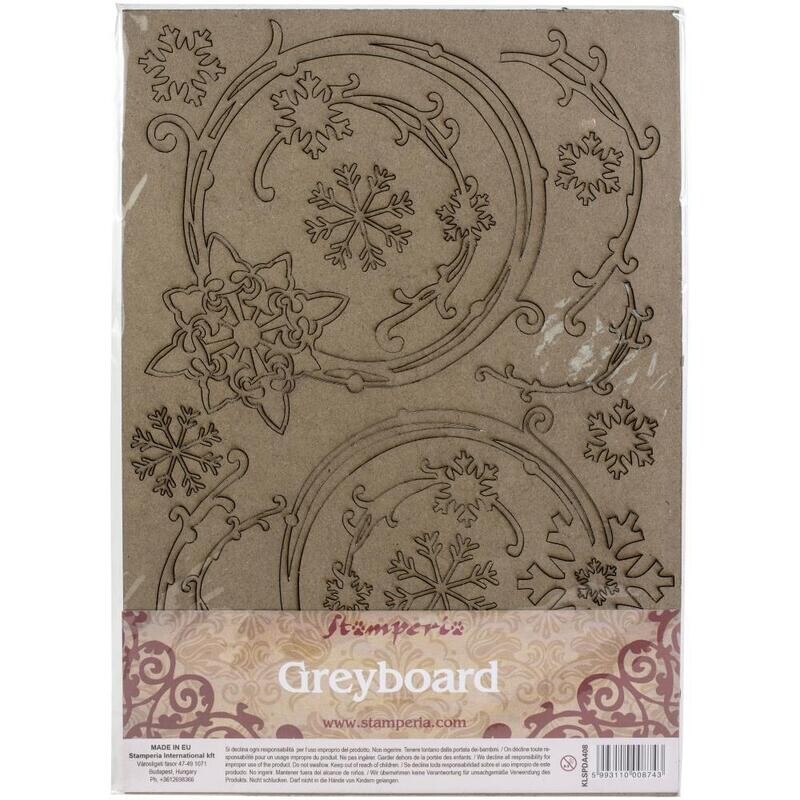 Stamperia - A4 greyboard cutouts - Winter Tales - Snowflakes 