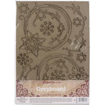 Stamperia - A4 greyboard cutouts - Winter Tales - Snowflakes 