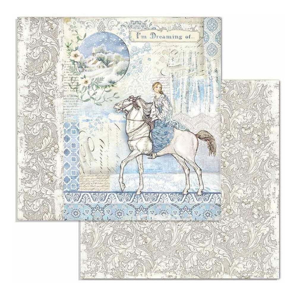 Stamperia - Winter Tales - Double-sided Paper Sheet - 12&quot;x12&quot; - Horse