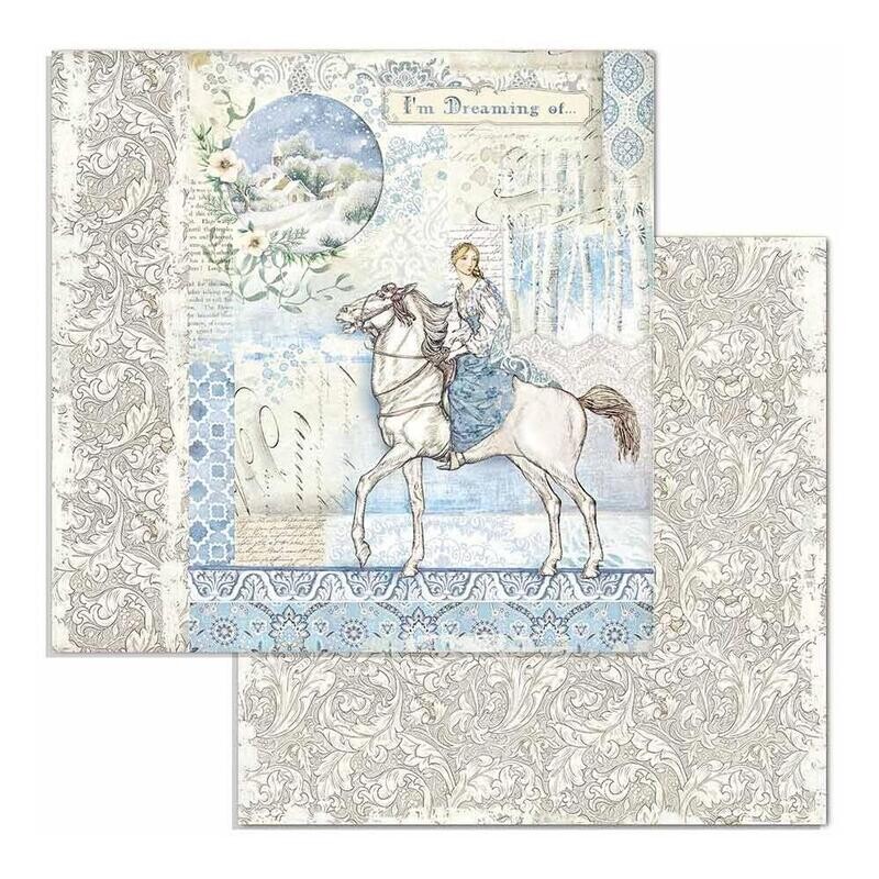 Stamperia - Winter Tales - Double-sided Paper Sheet - 12&quot;x12&quot; - Horse