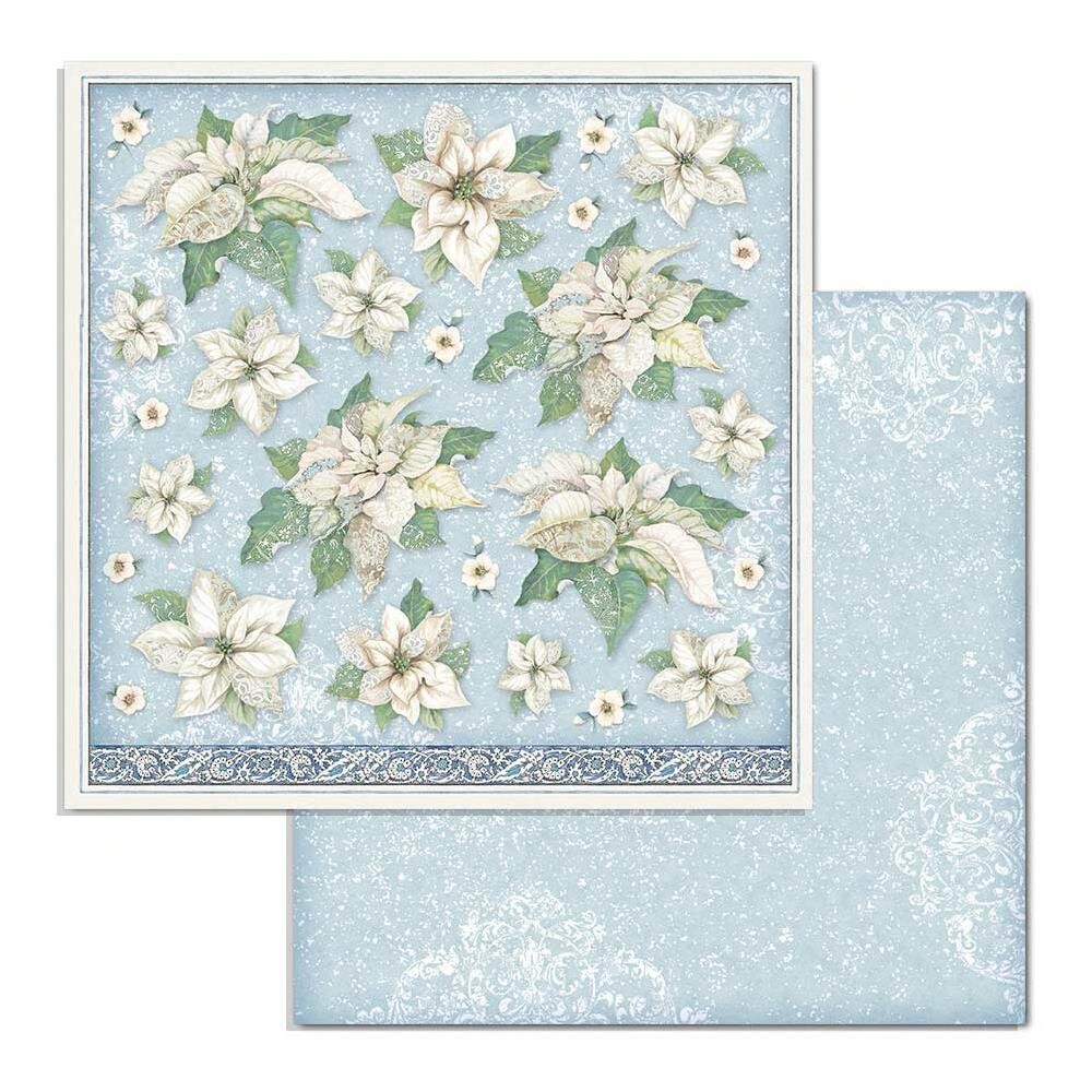 Winter Tales - Stamperia - Double-sided Paper Sheet - 12"x12" - Ponsettia