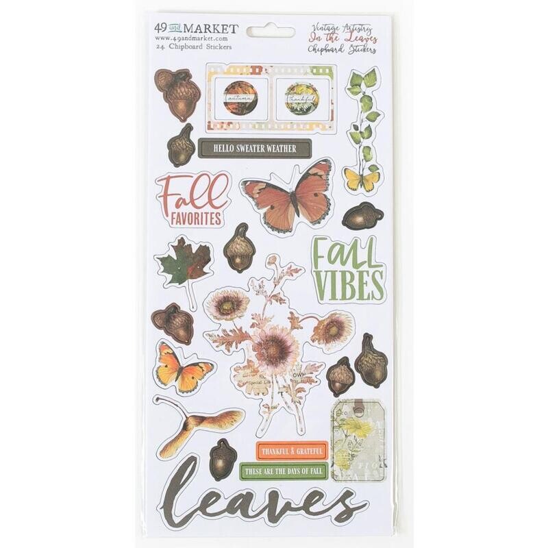 49 and Market - In The Leaves - 6 Chipboard Stickers