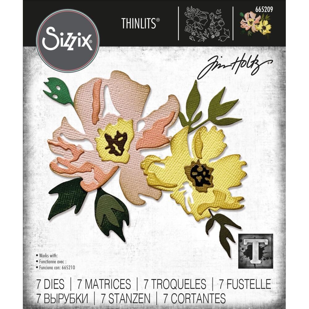 Sizzix - Thinlits Dies By Tim Holtz - Brushstroke Flowers #1