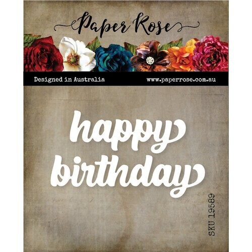 Paper Rose Metal cutting die - Happy Birthday - Chunky Script Word 