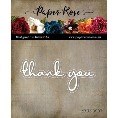 Paper Rose Metal Die - Thank You - Fine Script Layered Word 