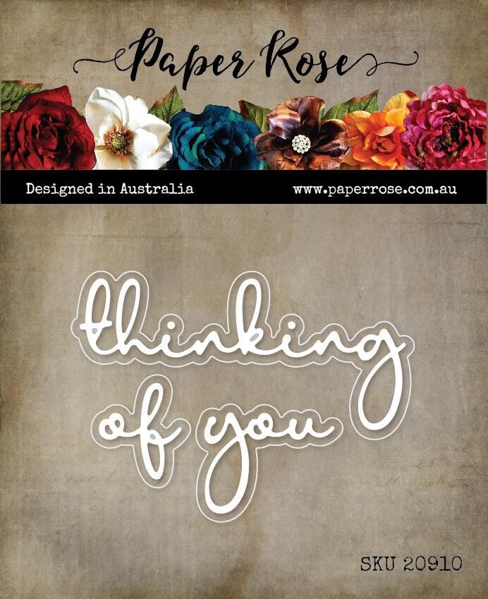 Paper Rose Metal Die - Thinking of You - Fine Script Layered Word 