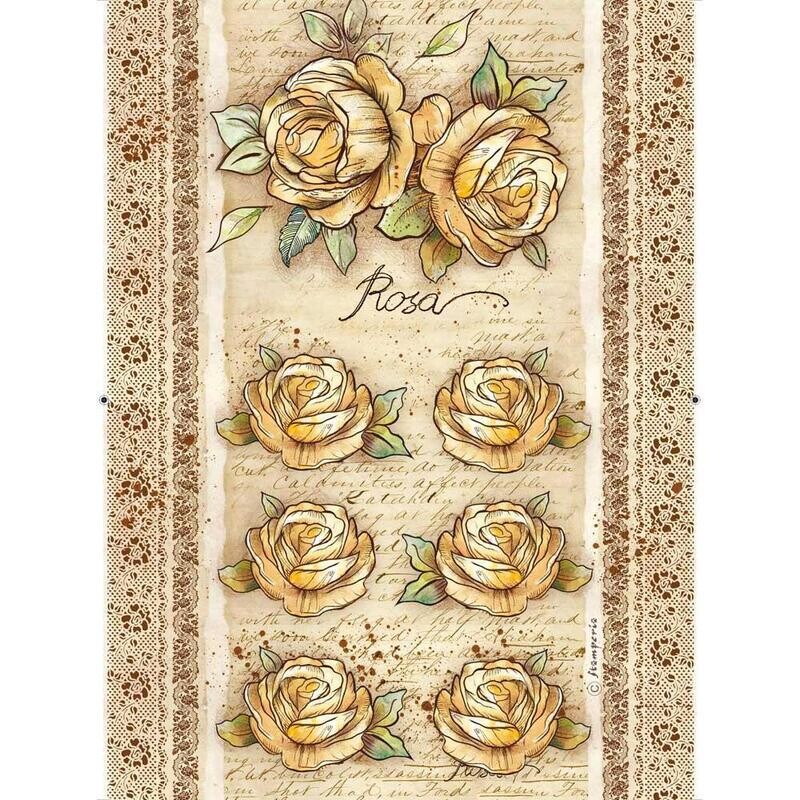 Stamperia - A4 Rice Paper Sheet - Roses