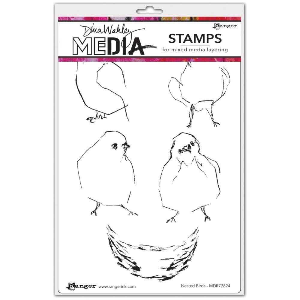 Ranger - Dina Wakley Media Cling Stamps - Nested Birds