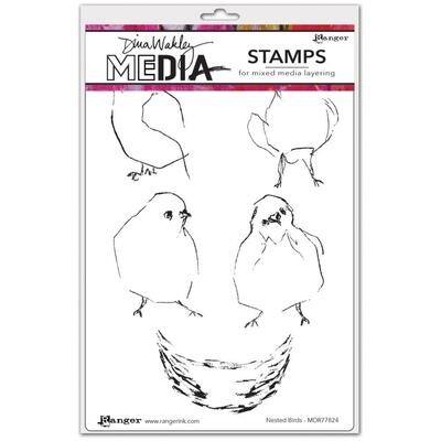 Ranger - Dina Wakley Media Cling Stamps - Nested Birds