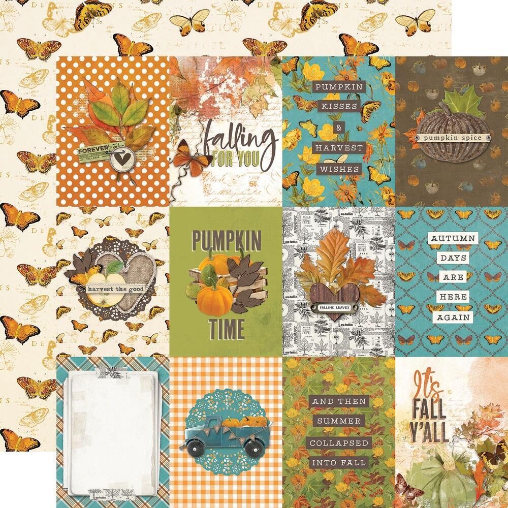 Simple Stories - 12&quot;x12&quot; Double-sided Paper Sheet - Country Harvest- 3x4 Elements
