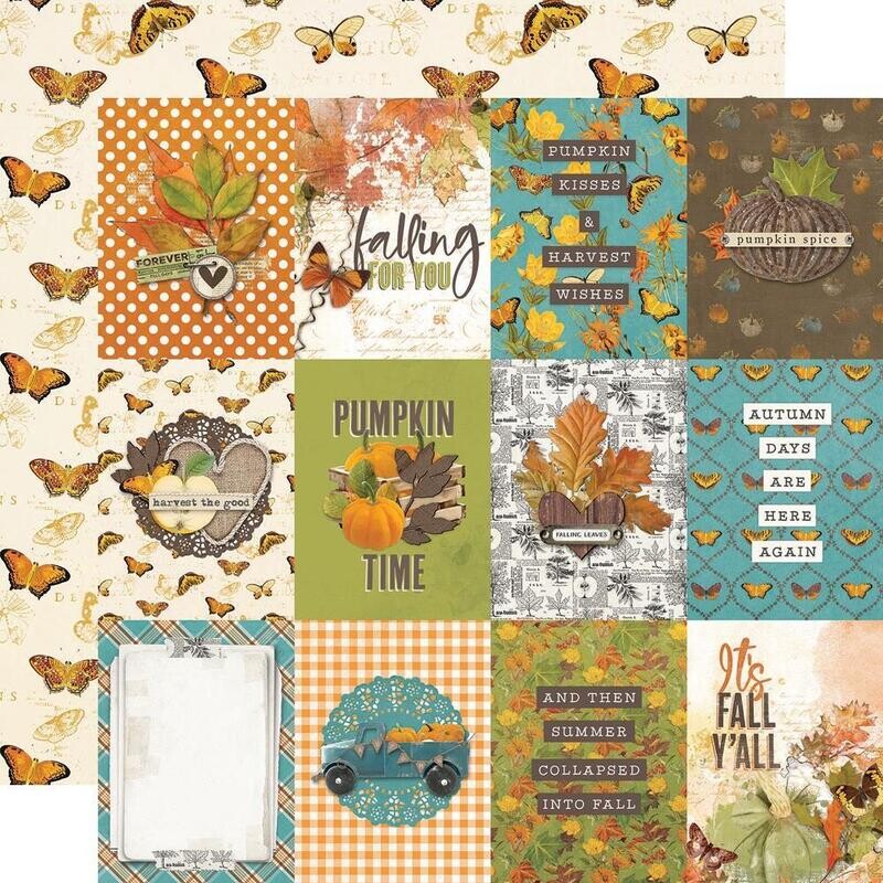 Simple Stories  - 12&quot;x12&quot; Double-sided Paper Sheet - Country Harvest- 3x4 Elements