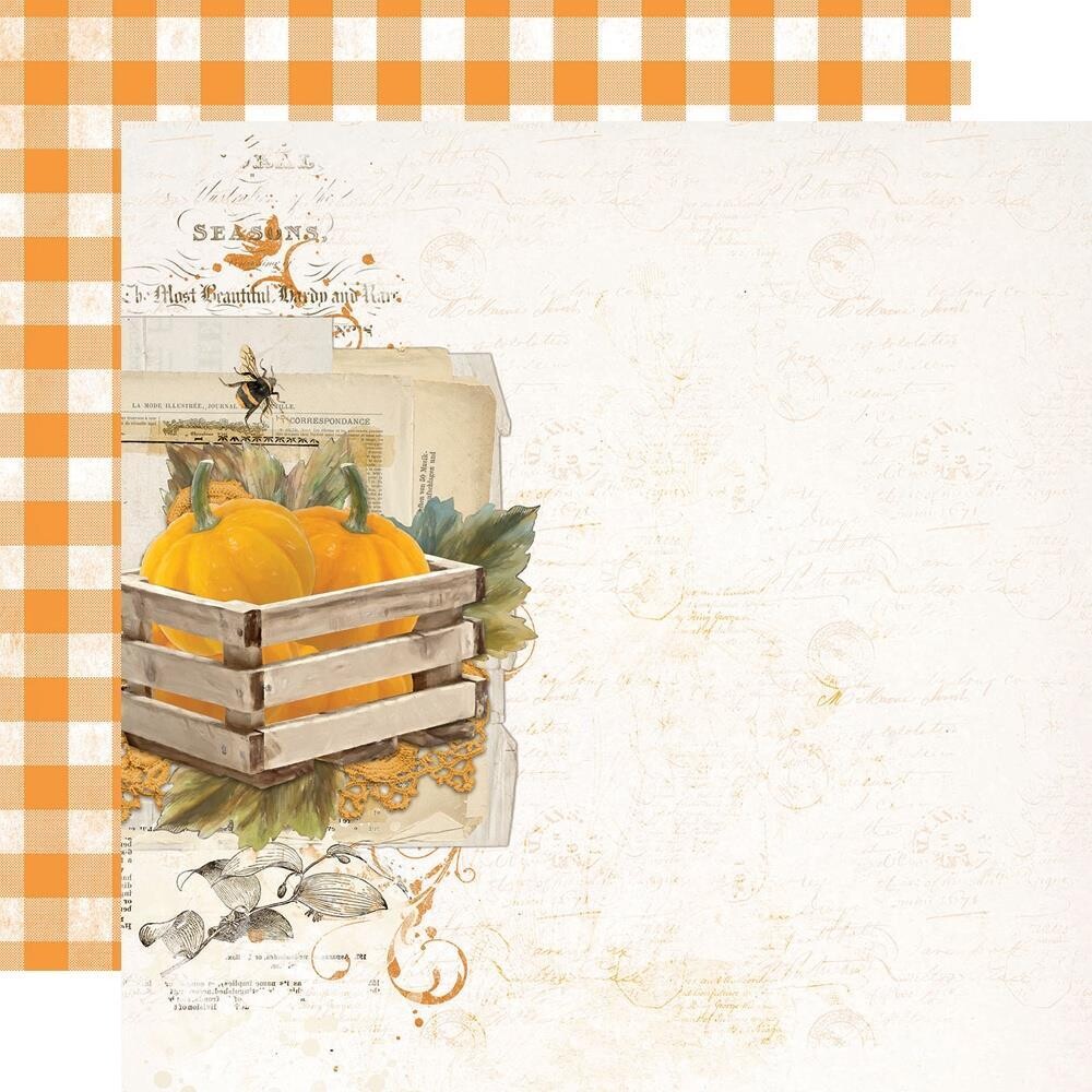 Simple Stories  - 12&quot;X12&quot; Double-sided Paper Sheet - Country Harvest- Just Thankful
