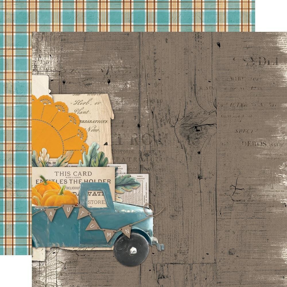 Simple Stories  - 12&quot;X12&quot; Double-sided Paper Sheet - Country Harvest- Happy Harvest