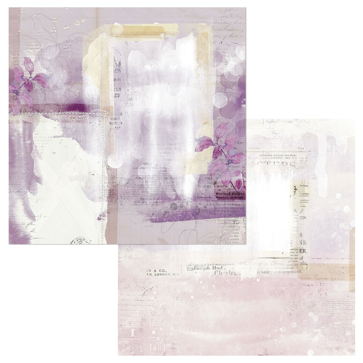 49 and Market - Lilac - Gestural - 12&quot;X12&quot; Double-sided Paper Sheet