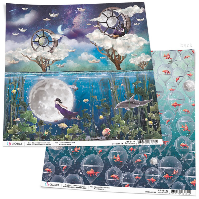 Ciao Bella - Moon and Me - Upside Down - 12&quot;x12&quot; Double-sided Paper sheet
