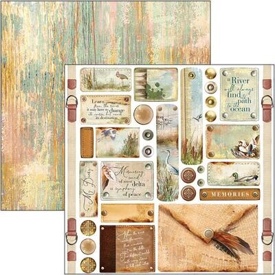 Ciao Bella - Delta - Tags and Buttons - 12&quot;x12&quot; Double-sided Paper Sheet