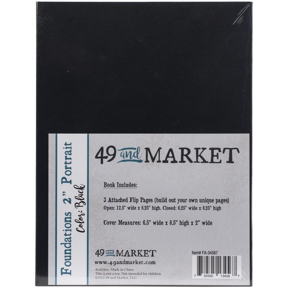 49 and Market - Foundations 2&quot; Portrait Album - 6.5&quot;X8.5&quot; - Black