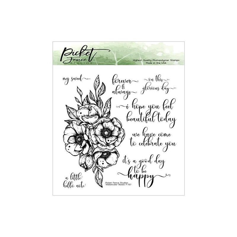 Picket Fence Studios -  6"X6" Stamp Set -  - Watercolour Roses