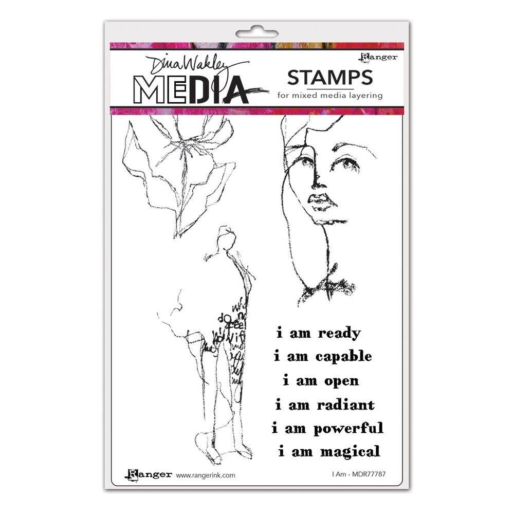 Dina Wakley Media Cling Stamps - 6"X9" - I am