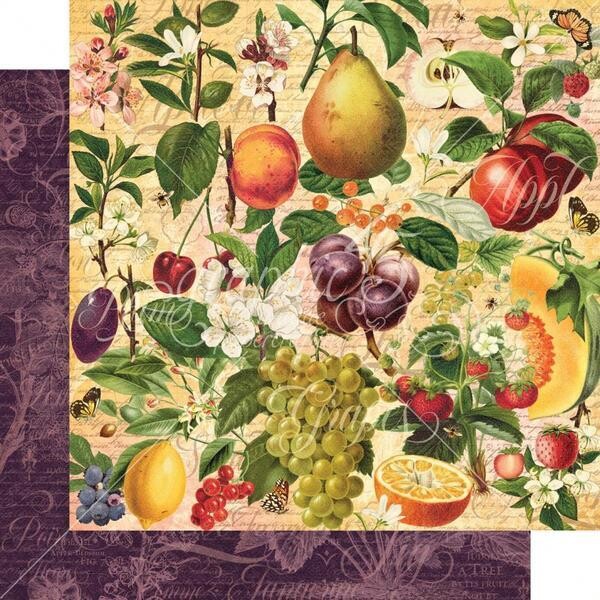 Graphic 45 - Fruit and Flora - 12&quot;x12&quot; Double-sided Paper Sheet - Natures Bounty