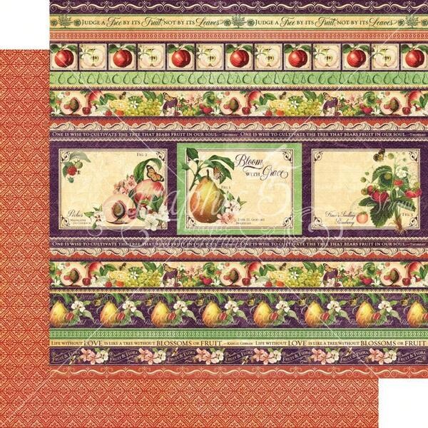 Graphic 45 - Fruit and Flora - 12&quot;x12&quot; Double-sided Paper Sheet - Fabulous Fruit