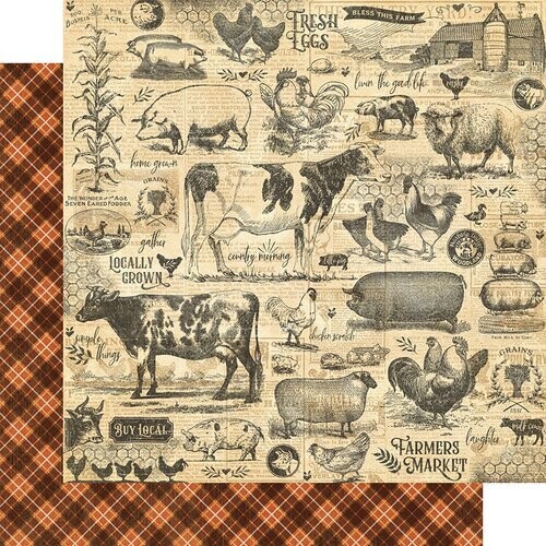 Graphic 45 - Farmhouse - 12&quot;x12&quot; Double-sided Paper Sheet - Gather Together