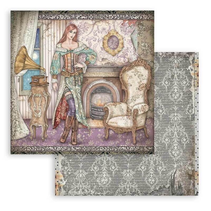 Stamperia - Lady Vagabond Lifestyle - Gramophone - 12&quot;x12&quot; Double-sided Paper Sheet