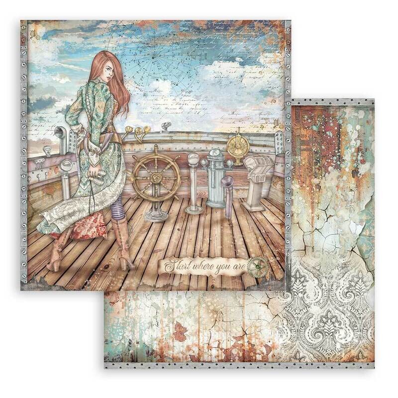 Stamperia - Lady Vagabond Lifestyle - Rudder - 12&quot;x12&quot; Double-sided Paper Sheet 