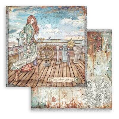 Stamperia - Lady Vagabond Lifestyle - Rudder - 12&quot;x12&quot; Double-sided Paper Sheet 