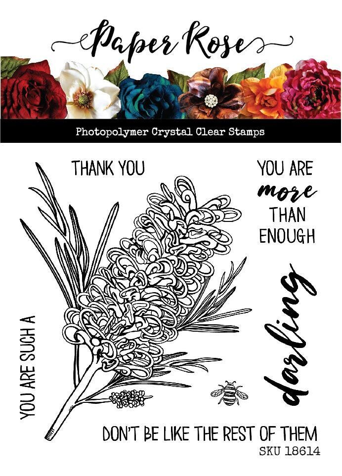 Paper Rose - Clear Stamp Set - Darling Grevillea - 4&quot;x4&quot;