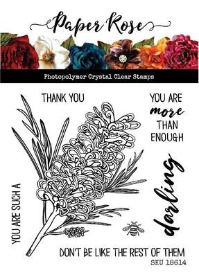Paper Rose - Clear Stamp Set - Darling Grevillea - 4&quot;x4&quot;