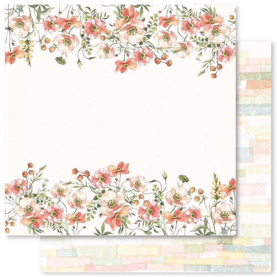 Paper Rose - Wildflower Field E - 12x12&quot; Double-sided Paper Sheet