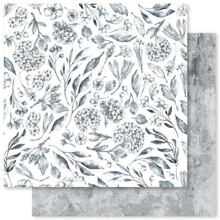 Paper Rose - Monochrome Garden A- 12x12&quot; Double-sided Paper Sheet