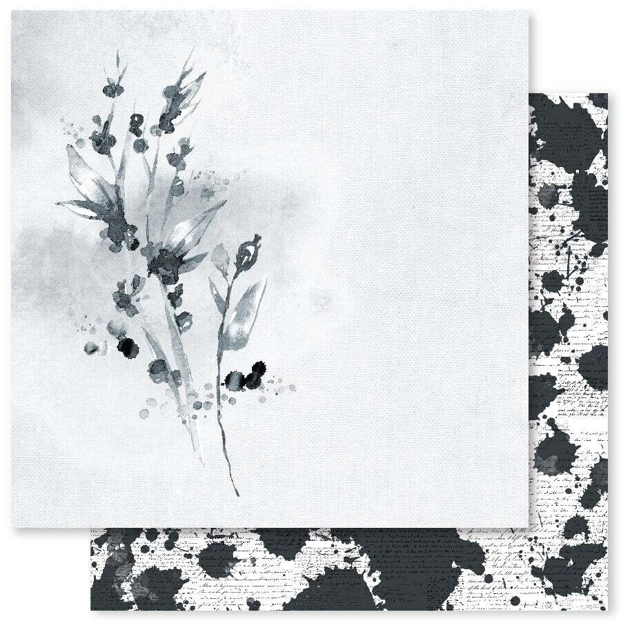 Paper Rose - Monochrome Garden B- 12x12&quot; Double-sided Paper Sheet