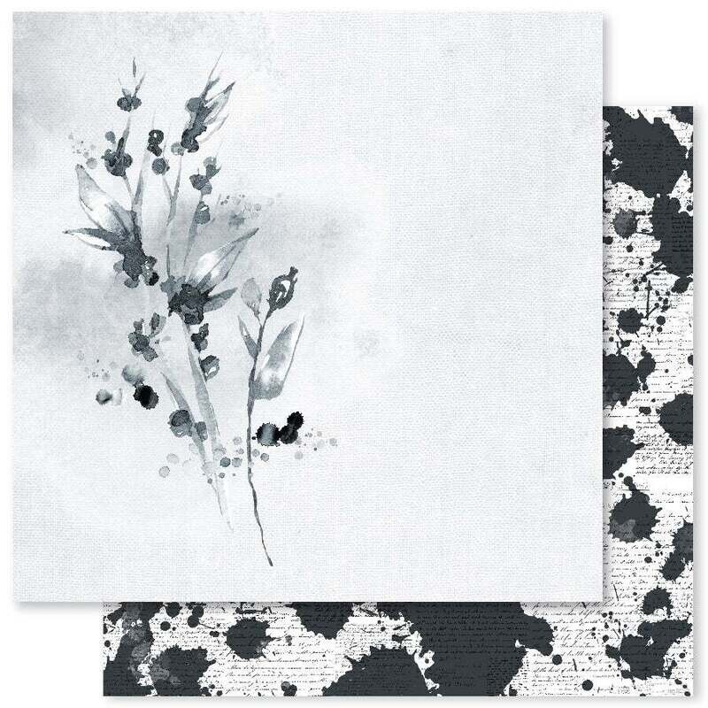 Paper Rose - Monochrome Garden B- 12x12&quot; Double-sided Paper Sheet