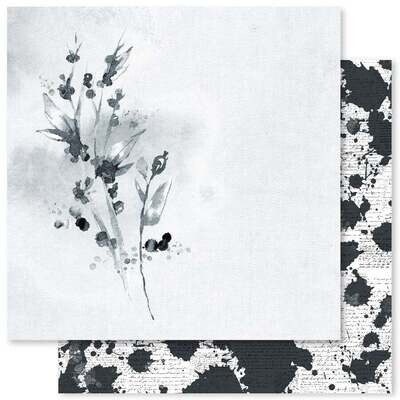 Paper Rose - Monochrome Garden B- 12x12&quot; Double-sided Paper Sheet
